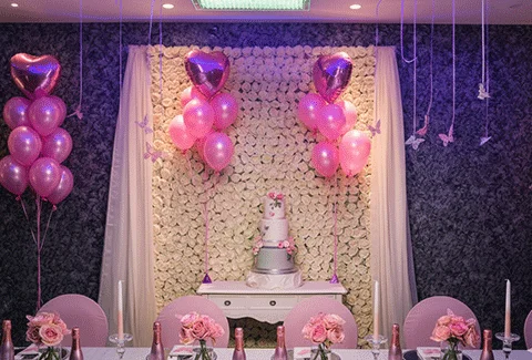 London baby shower celebration venue prepared for intimate gatherings.